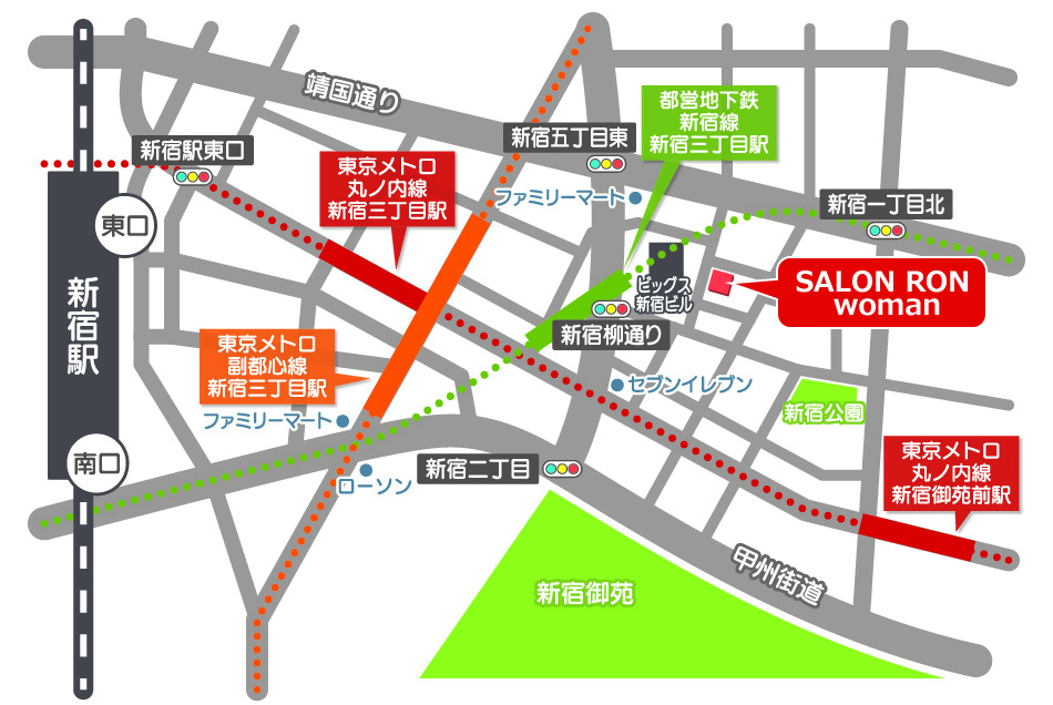 新宿 脱毛 RON woman（地図）